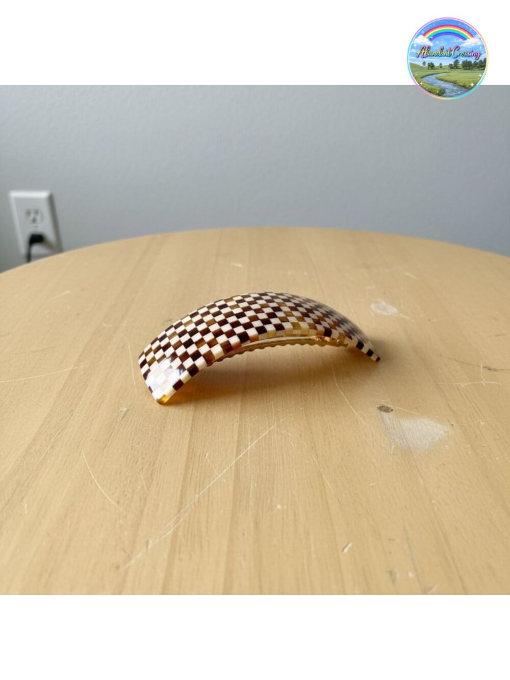 Large Checkered Hair Barrette for Thick Hair Rectangle French Barrette Strong